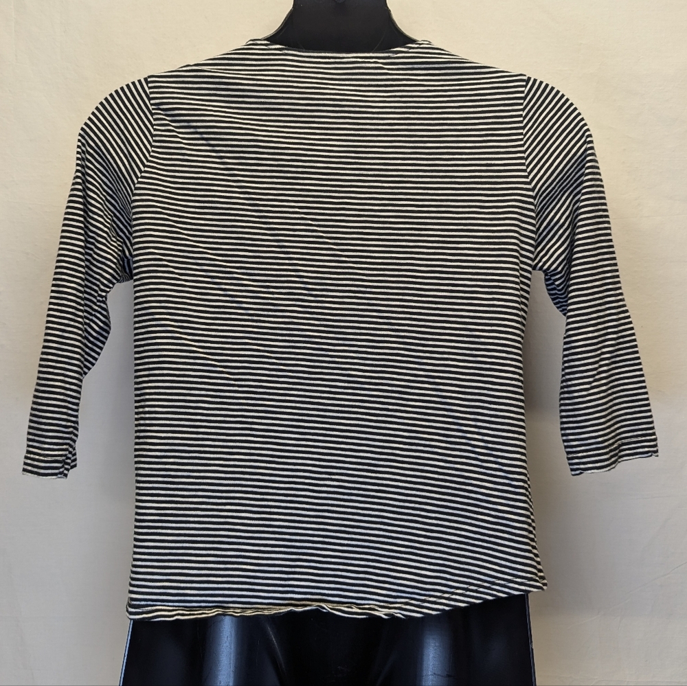 Cathy Daniels Half-Sleeve Striped Shirt with Embroidered Floral Design VTG - Picture 2 of 8